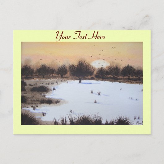 Sneeuwlandschap met kerst met sneeuwbedekking feestdagenkaart (Voorkant)