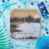 Sneeuwlandschap met kerst met sneeuwbedekking papieren bordje (Feest)