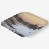 Sneeuwlandschap met kerst met sneeuwbedekking papieren bordje (Gebogen)