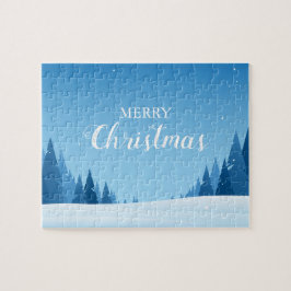 Sneeuwlandschap met prettige kerstwinter legpuzzel