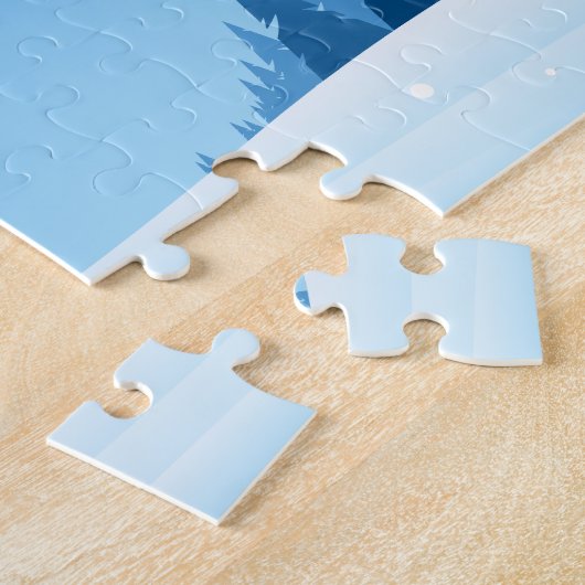 Sneeuwlandschap met prettige kerstwinter legpuzzel (Zijkant)