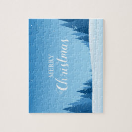 Sneeuwlandschap met prettige kerstwinter legpuzzel