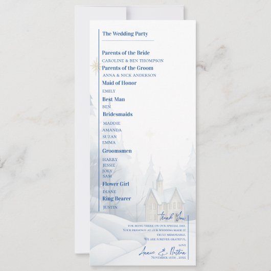 Sneeuwlandschap Winter Wedding Programma (Achterkant)