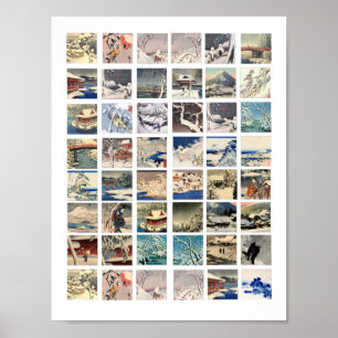 sneeuwlandschappen japanse houten blokken kunstsch poster