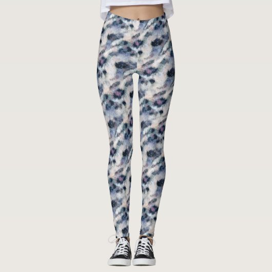 Sneeuwleopard Animal Print Skin Patroon Leggings (Voorkant)