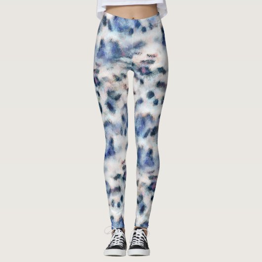 Sneeuwleopard Animal Print Skin Patroon Leggings (Voorkant)