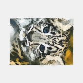 Sneeuwleopard Baby Waterverf Art Fleece Blanket Deken (Voorkant (Horizontaal))