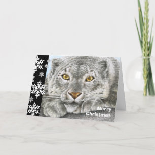 Sneeuwleopard-kerstkaart Feestdagen Kaart