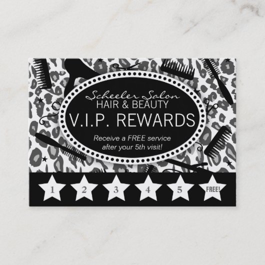 Sneeuwleopard Print Salon Loyalty Rewards (Voorkant)