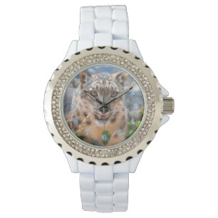 SNEEUWLEOPARD SPRINGTIME FLOWERS HORLOGE