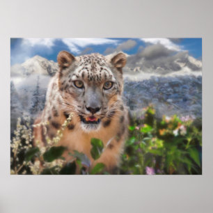 SNEEUWLEOPARD SPRINGTIME FLOWERS POSTER