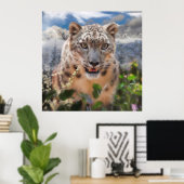 SNEEUWLEOPARD SPRINGTIME FLOWERS POSTER (Thuiskantoor)