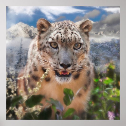 SNEEUWLEOPARD SPRINGTIME FLOWERS POSTER (Voorkant)