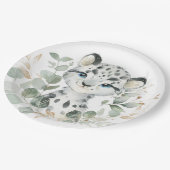 Sneeuwleopard Winter Onederland Arctic Greenery Papieren Bordje (Gekanteld)