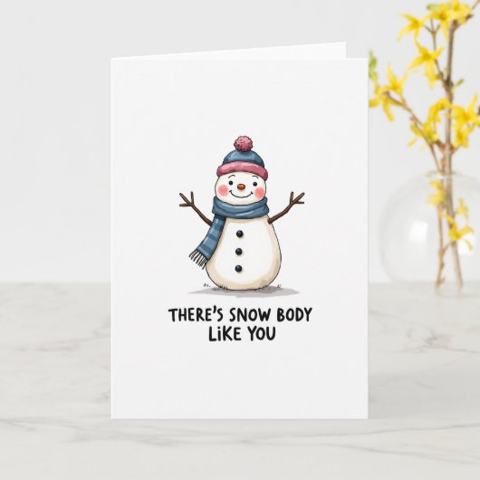 Sneeuwlichaam zoals jij Sneeuwman Pun Love Kaart (Gele Bloem)