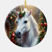 Sneeuwlicht: de betoverde kerst-eenhoorn keramisch ornament (Achterkant)