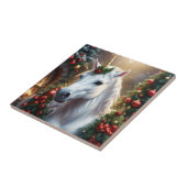 Sneeuwlicht: de betoverde kerst-eenhoorn tegeltje (Zijkant)