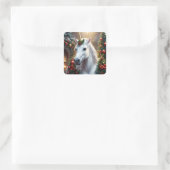 Sneeuwlicht: de betoverde kerst-eenhoorn vierkante sticker (Tas)