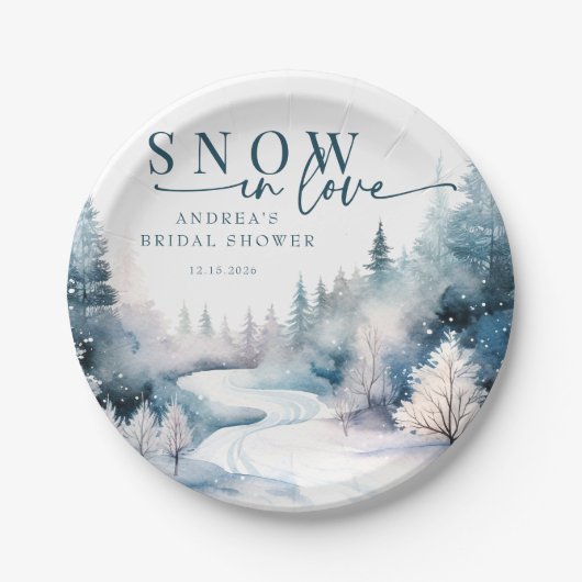 Sneeuwliefde | Winterbos Papieren Bordje (Voorkant)