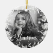 SneeuwLijst Minimale zwarte & witte foto Aangepast Keramisch Ornament (Voorkant)