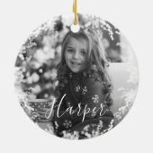 SneeuwLijst Minimale zwarte & witte foto Aangepast Keramisch Ornament (Achterkant)