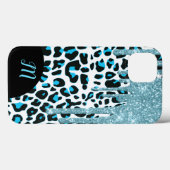Sneeuwlooppatroon met glitter en monogram Case-Mate iPhone case (Achterkant (horizontaal))