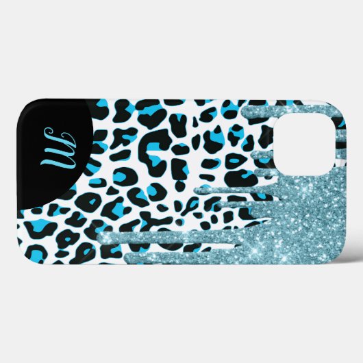 Sneeuwlooppatroon met glitter en monogram Case-Mate iPhone case (Achterkant (horizontaal))