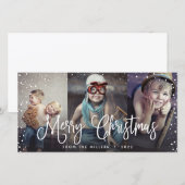 Sneeuwloze 3-foto's met fijne kerst feestdagenkaart (Voorkant / Achterkant)