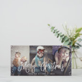 Sneeuwloze 3-foto's met fijne kerst feestdagenkaart (Staand voorkant)