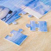 Sneeuwluipaar voert ijddansroutine uit in legpuzzel (Zijkant)