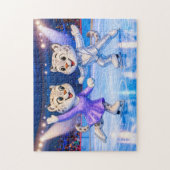 Sneeuwluipaar voert ijddansroutine uit in legpuzzel (Verticaal)