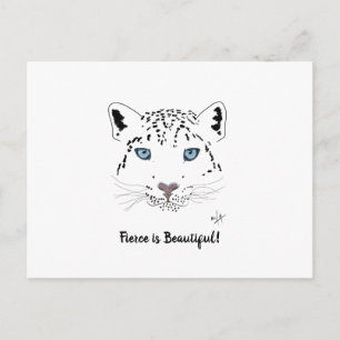 Sneeuwluipaard aanmoedigen "Fierce is Beauful" Briefkaart