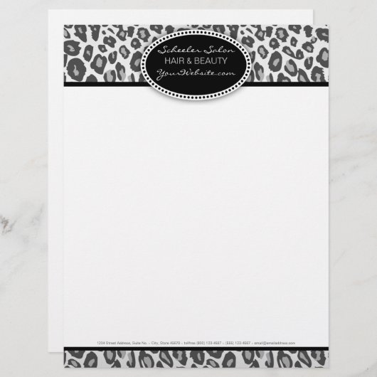 Sneeuwluipaard Afdrukken Aangepaste haar & Beauty  Persoonlijk Briefhoofd (Voorkant / Achterkant)