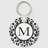 Sneeuwluipaard afdrukken met aangepast monogram sleutelhanger (Voorkant)