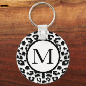 Sneeuwluipaard afdrukken met aangepast monogram sleutelhanger (Voorkant)