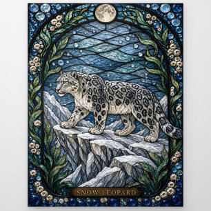 Sneeuwluipaard Alpenrichel Illumina Glas-in-lood Briefkaart