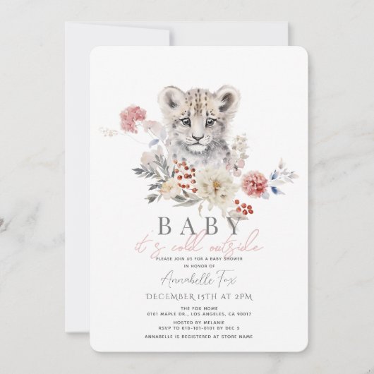 Sneeuwluipaard Baby Het is koud buiten Baby shower Kaart (Voorkant)
