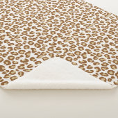 Sneeuwluipaard, beige, tan en crème sherpa deken (3/4)