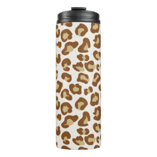 Sneeuwluipaard, beige, tan en crème thermosbeker