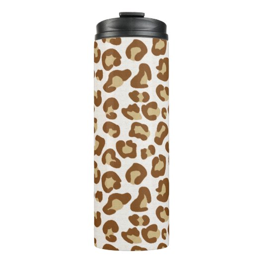 Sneeuwluipaard, beige, tan en crème thermosbeker (Voorkant)