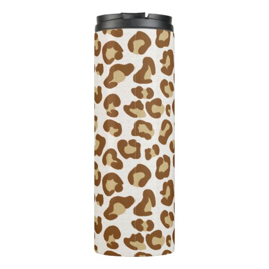 Sneeuwluipaard, beige, tan en crème thermosbeker (Achterkant)