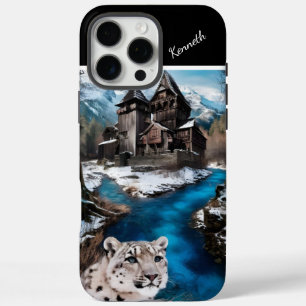 Sneeuwluipaard bij de Blue River iPhone 16 Pro Max Hoesje