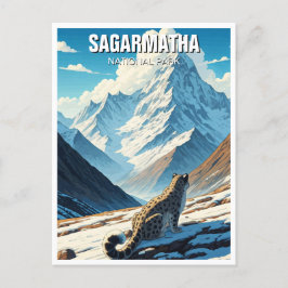Sneeuwluipaard bij Sagarmatha National Park Nepal Briefkaart