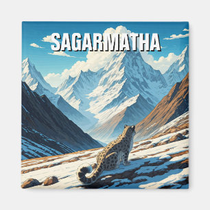 Sneeuwluipaard bij Sagarmatha National Park Nepal Magneet