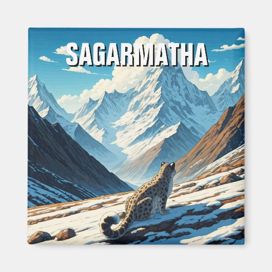 Sneeuwluipaard bij Sagarmatha National Park Nepal Magneet (Voorkant)