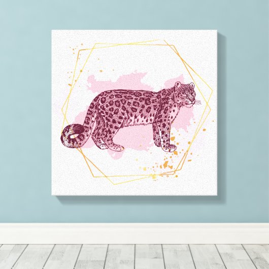 Sneeuwluipaard Canvas Afdruk (Insitu (Houten vloer))
