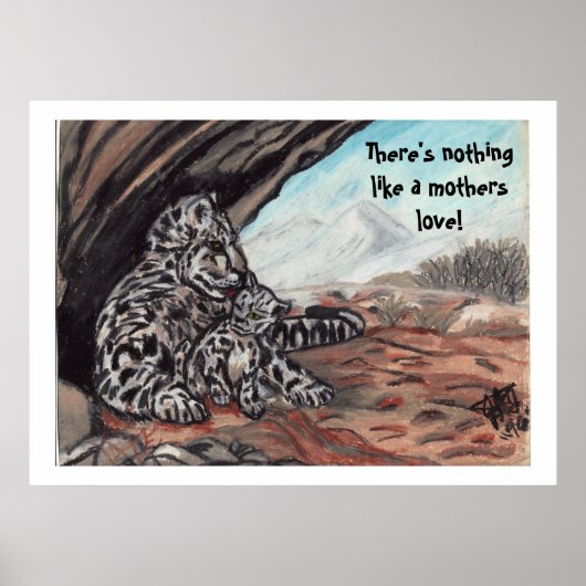SNEEUWLUIPAARD, EEN MOEDERS LIEFDE kunstwerk Poster (Voorkant)
