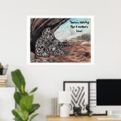 SNEEUWLUIPAARD, EEN MOEDERS LIEFDE kunstwerk Poster (Thuiskantoor)