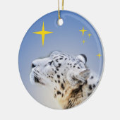 Sneeuwluipaard en de sterren keramisch ornament (Links)