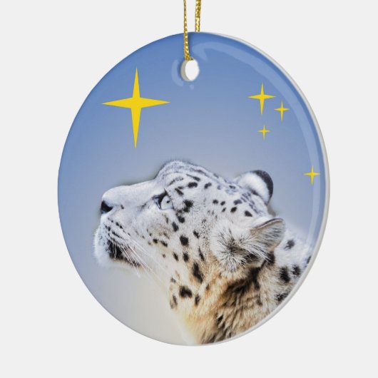 Sneeuwluipaard en de sterren keramisch ornament (Links)